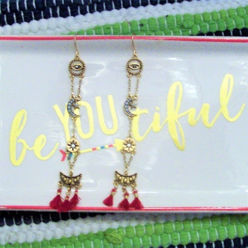 5/$25 Gold Symbology Dangling Earrings